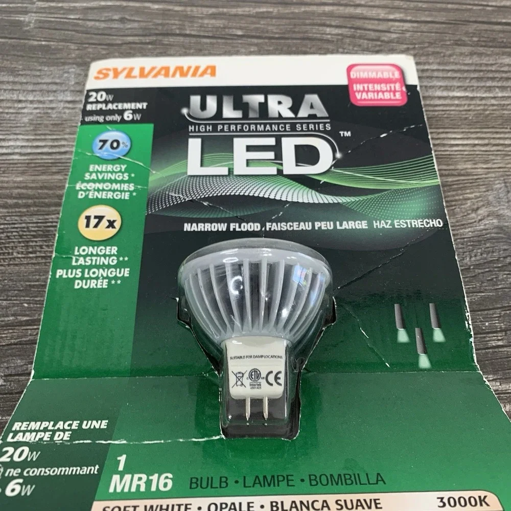 sylvania syl led 6w mr16 flood‎ dimmable 20w replacement New!